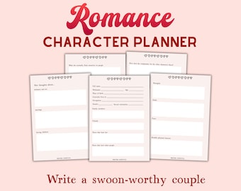 Romance novel character creation worksheets for writers (PDF)