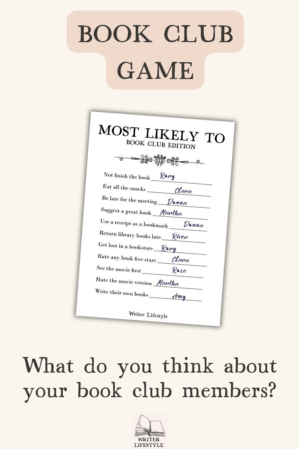 Book Club Game Printable most Likely To, Fun Party Games for Adults ...