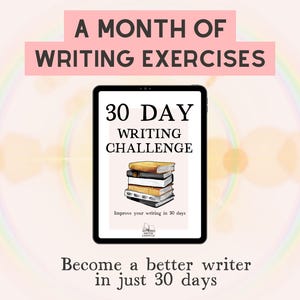 Défi d&#39;écriture de 30 jours avec instructions d&#39;écriture créatives quotidiennes, inspiration d&#39;écriture de livres pour les auteurs, idées NaNoWriMo, exercices d&#39;écriture PDF