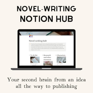 Panel de plantillas de Notion para escritura de novelas: creación de personajes, tramas, rastreadores y más