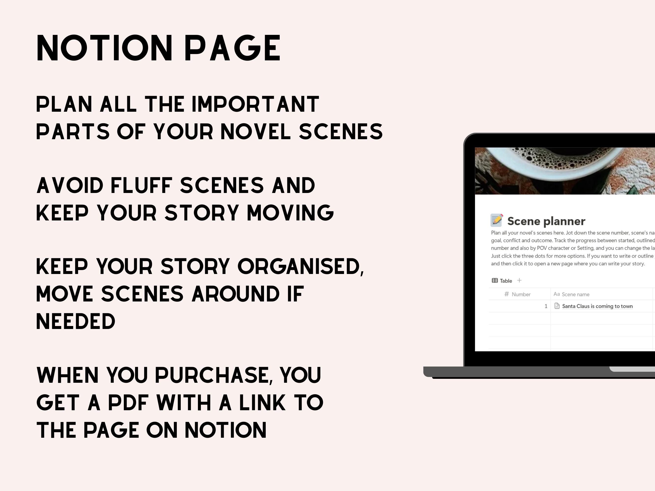 Novel Scene Planner Notion Template for Writers - Etsy