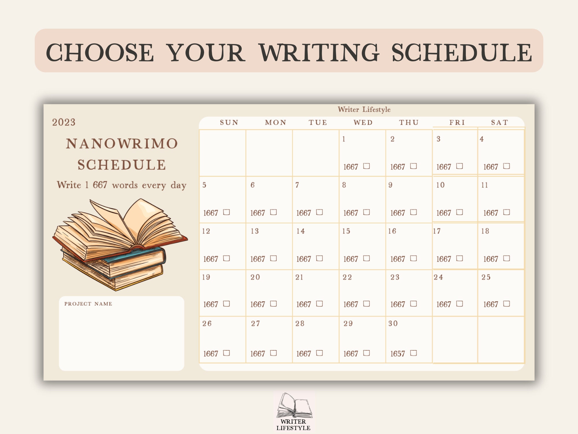 Nanowrimo Schedule Printable November 2023 Calendar With Word - Etsy ...