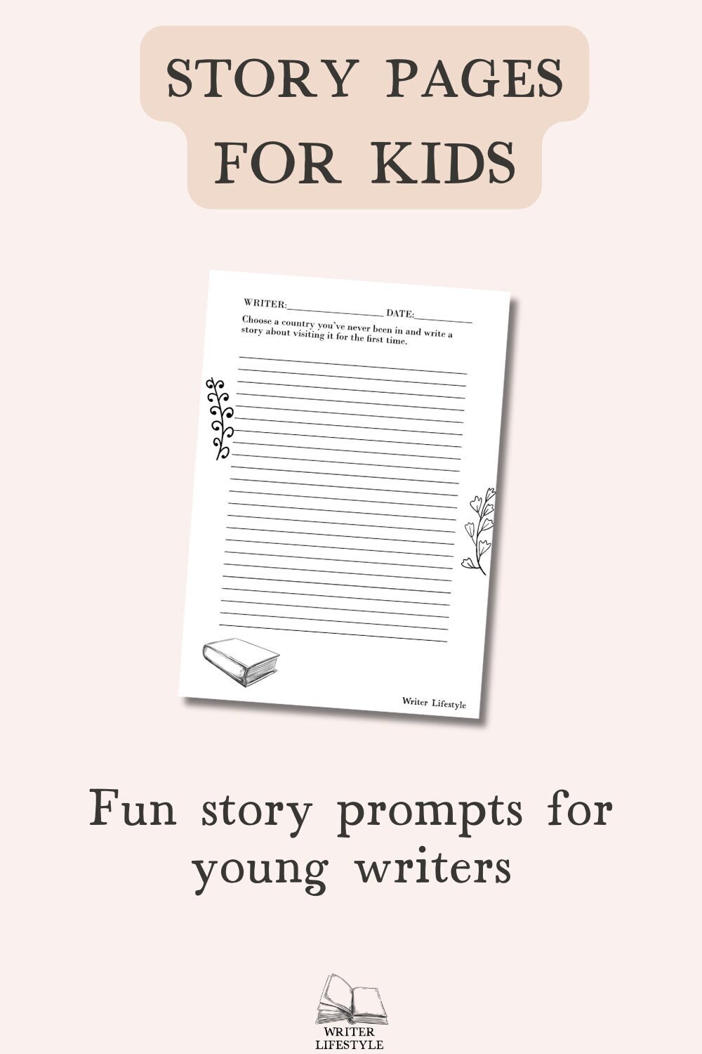 Writing Prompts for Kids PDF, Printable Story Pages for Middle School