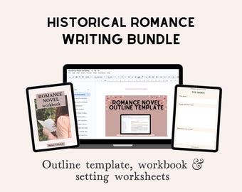 Historical romance writing kit with a template, planner and workbook