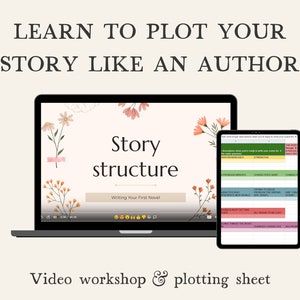 Story structure workshop and digital story planner, Writing a novel course and story mapping template, Outline writing guide for writers