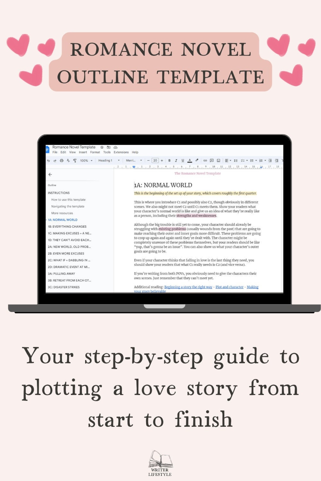 Romance Novel Outline Template for Google Docs, Book Writing Beat Sheet Romance Novel Outline Template for Google Docs, Book Writing Beat Sheet