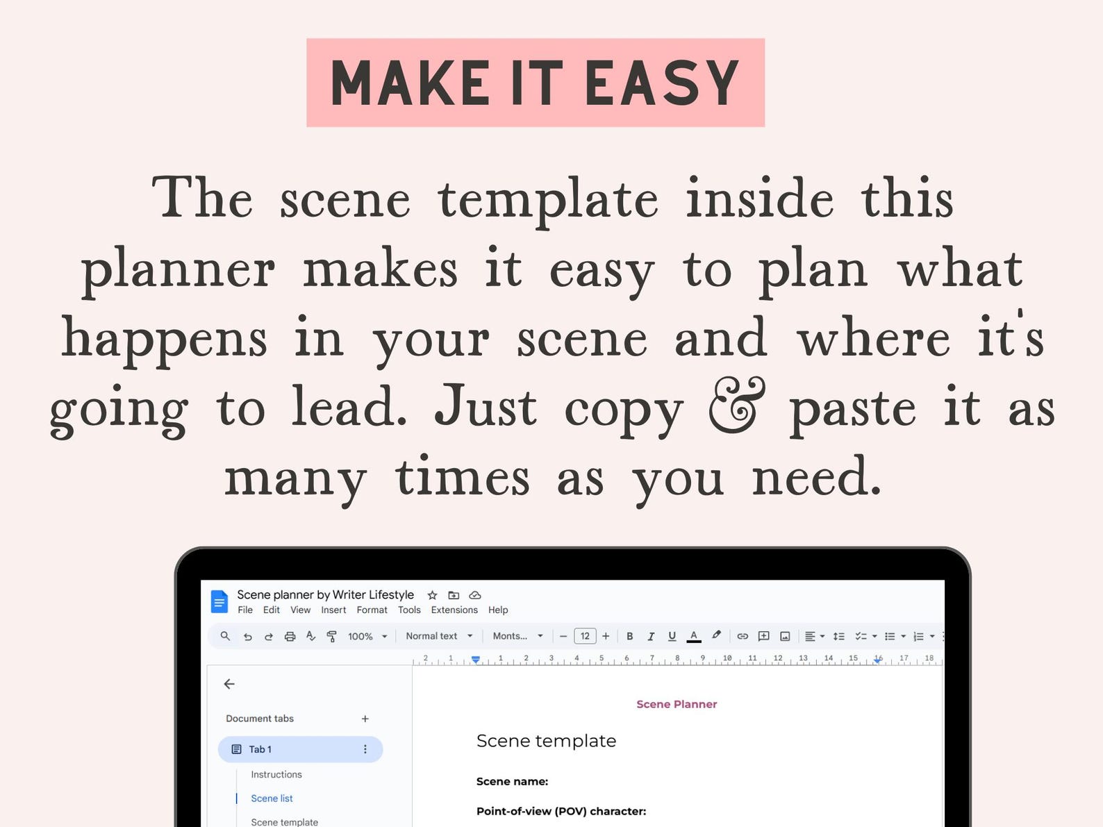 Google Docs Scene Planner for Plotting a Novel, Novel Writing Outline ...