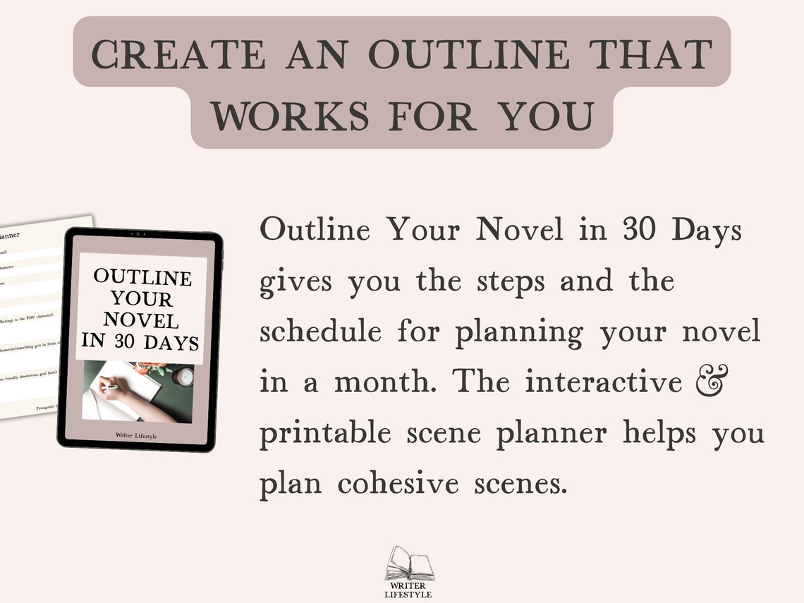 Novel Writing Starter Kit, Learn How to Write a Novel, Outline Template