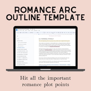Plantilla de esquema para novela romántica, planificador de historias (Google Docs)
