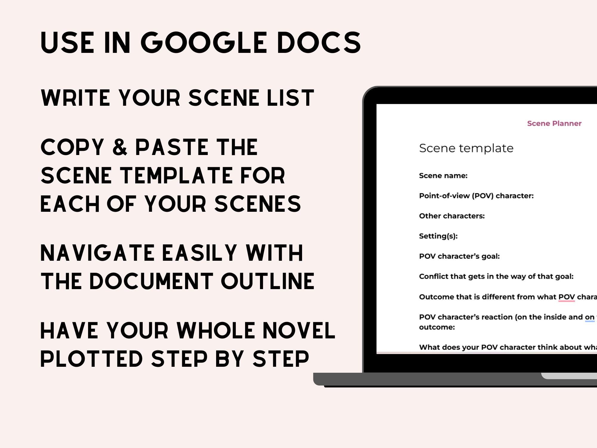 Google Docs Scene Planner for Plotting a Novel, Novel Writing Outline ...