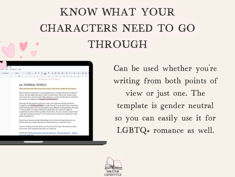 Romance novel outline template for Google Docs, Book writing beat sheet image 3