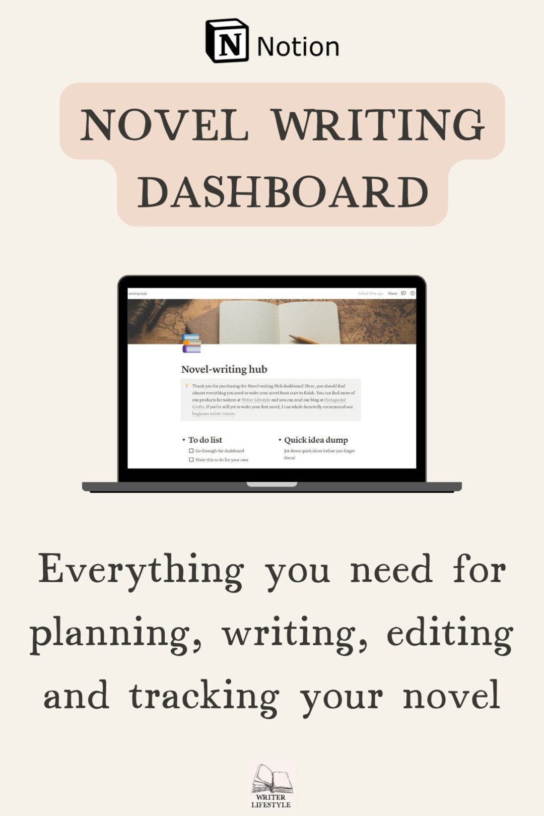 Notion Template for Authors Novel Outline, Worldbuilding, Character