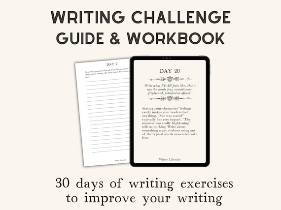 Writing exercises 30 day challenge with printable workbook (PDF)