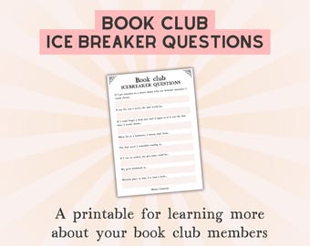 Icebreaker questions for book club, Printable games for reading group, Get to know activity PDF