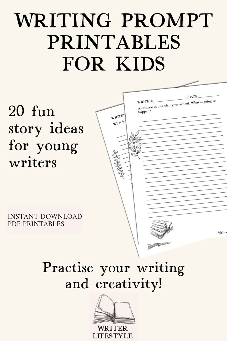 Writing Prompts for Kids PDF Printable Story Pages for Middle - Etsy