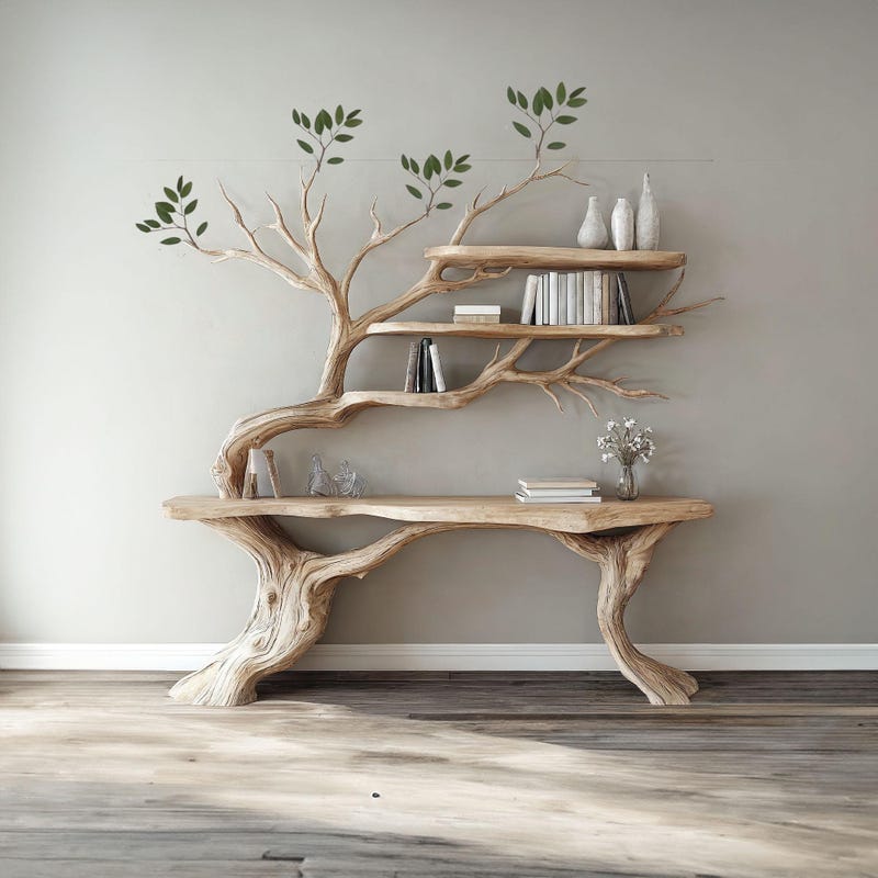 Illustration of Reclaimed Wood Bookcase Decor