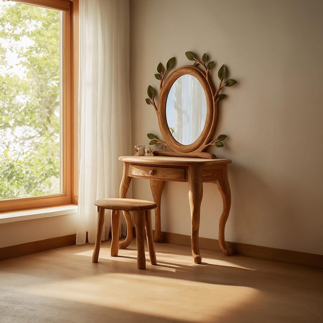 Handmade Wooden Vanity Table Rustic Tree Branch Dressing Table Legs ...