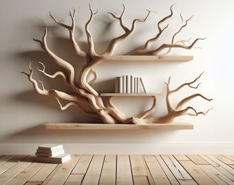 Tree branch floating corner shelf mini bookcase driftwood solid wood bookcase bookshelf decorations wall decor