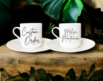 Personalized Espresso Cup & Saucer Set: Custom Name Coffee Gift