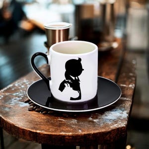 tintin adventures, tin tin coffee cup, tin tin espresso cup, tin tin coffee mug, tin tin