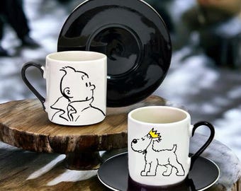 aventuras de tintin, xícara de café de tintin, xícara de café de tintin, caneca de café de tintin, tintin