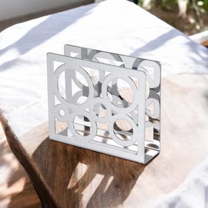 Porta tovaglioli geometrico moderno in acciaio inossidabile – Accessorio da tavolo con design a cerchio elegante, accessori per apparecchiare la tavola