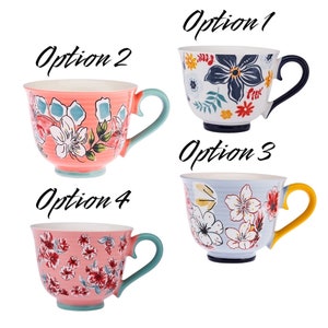 Large Floral Design Mug | Porcelain Coffee Cup | Vibrant Flower Print | Perfect for Tea, Coffee, and Hot Cocoa | Unique Gift