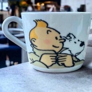 Tintin Adventures, tintin mug, tintin coffee mugs, nostalgic mugs, porcelain coffee cups, office mugs