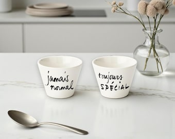 French Espresso Cup | "Jamais Normal - Toujours Spécial" | Porcelain Coffee Cup