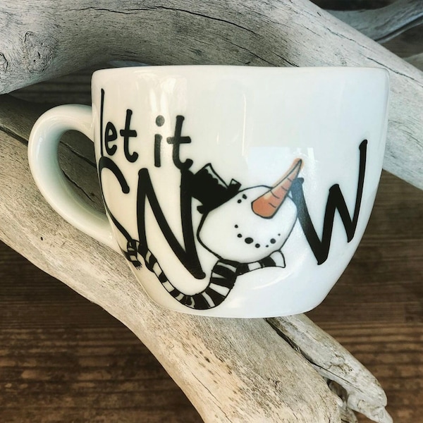 Snowman Tea Cup: Winter Coffee Mug with Saucer