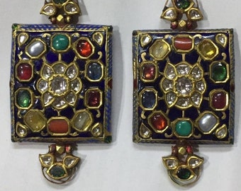 Antique jewellery breslate kundan Meena jadau navaratna pricious stone polki diamond
