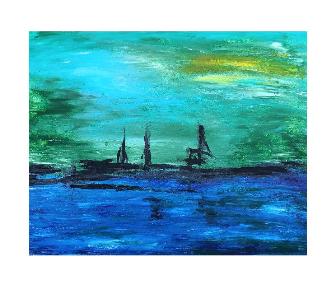 Tableau Original Fait Main sur Carton Toilé, Peinture Acrylique