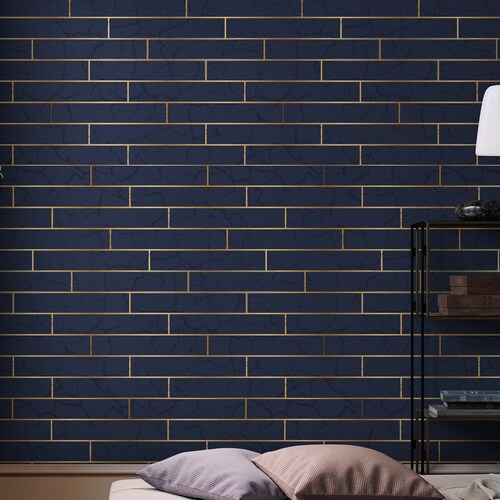 Shades of Navy Blue Selfadhesive Wallpaper Brush Stroke Etsy