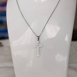 Beautiful stainless silver steel hollow CROSS pendant necklace chain is ready unisex Xmas gift Jesus Christain men women jewelery