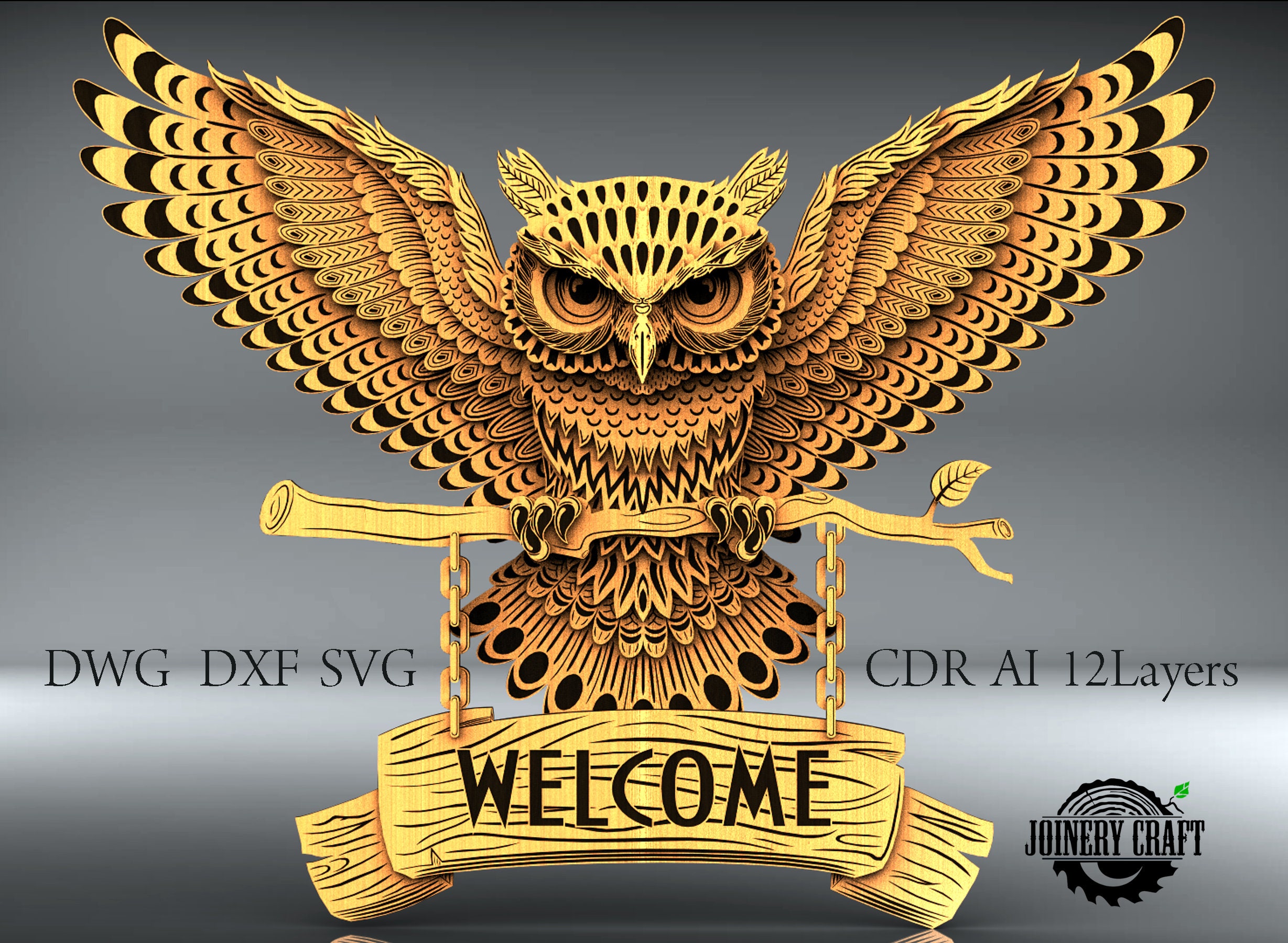 Download Multilayer Owl mandala 12 layers home decor wall art DWG ...