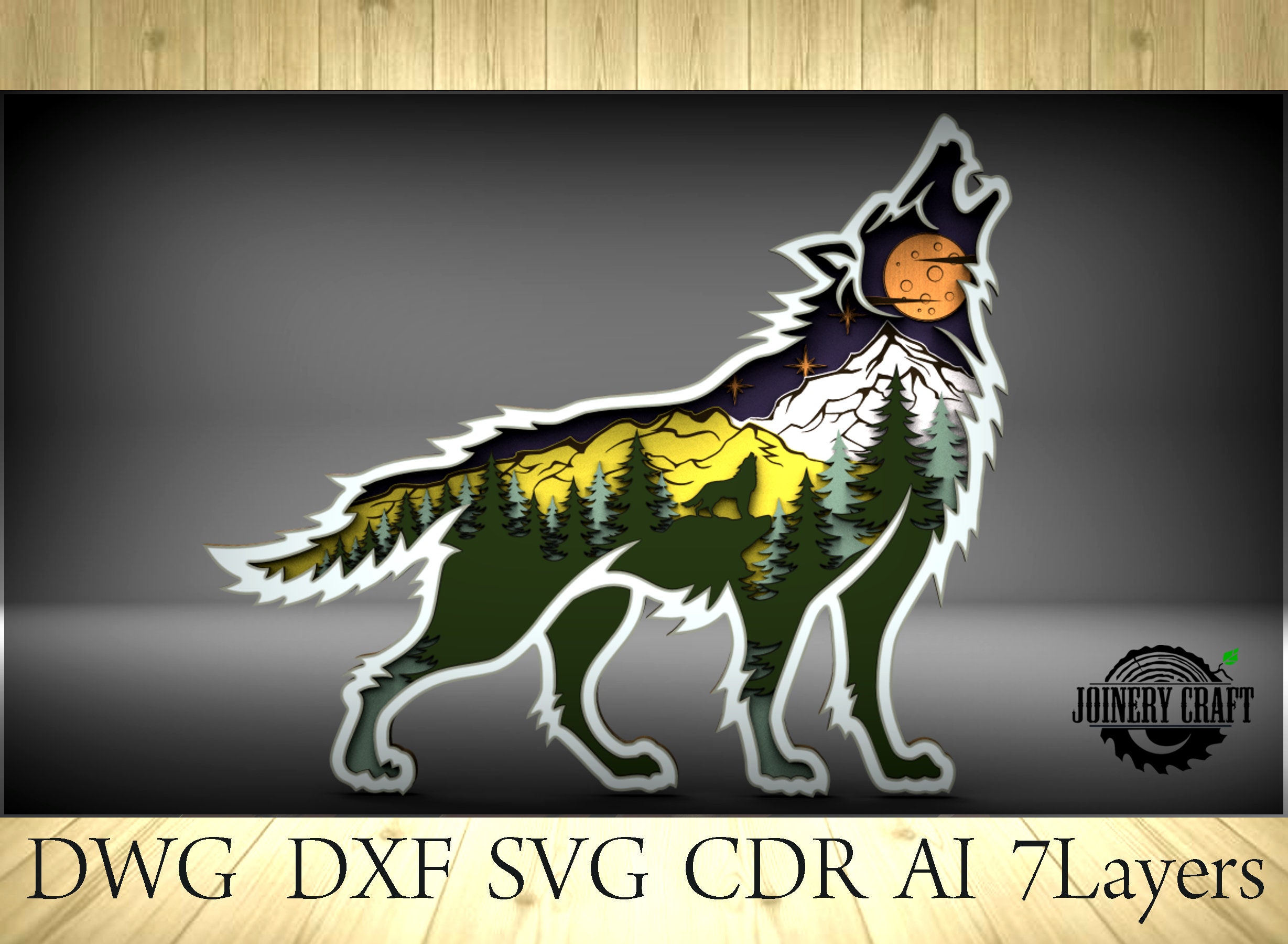 Download Multilayer Wolf mandala 7 layers home decor wall art DWG ...