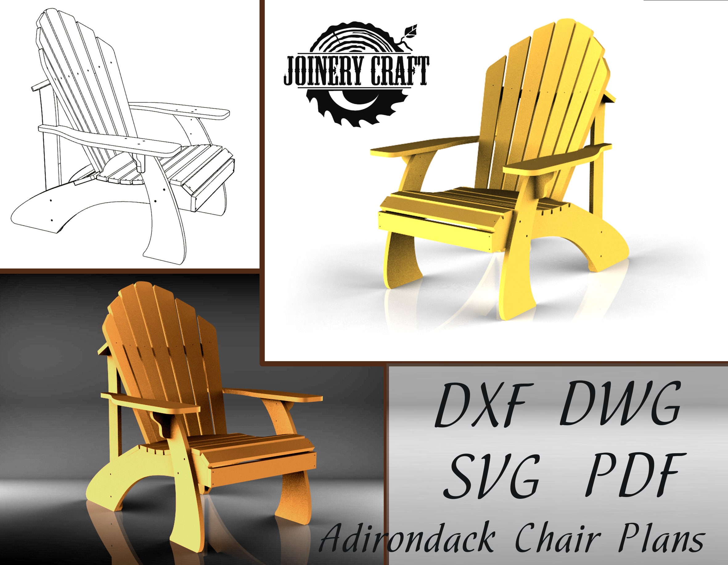 DIY Adirondack Chair Plans PDF format file SVG Dwg Dxf Etsy