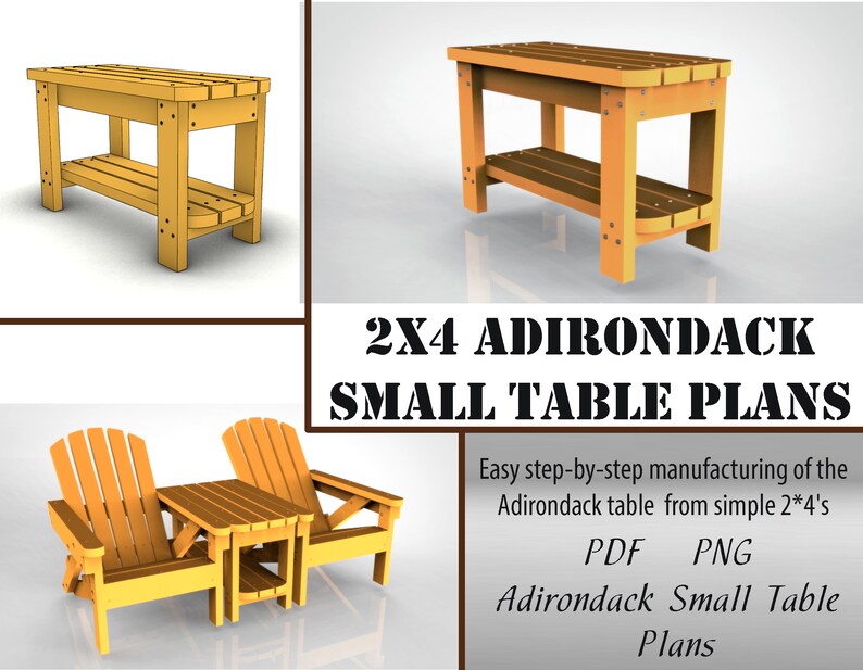 DIY 2x4 Adirondack Table PlansSimple Plans for a Comfortable Etsy