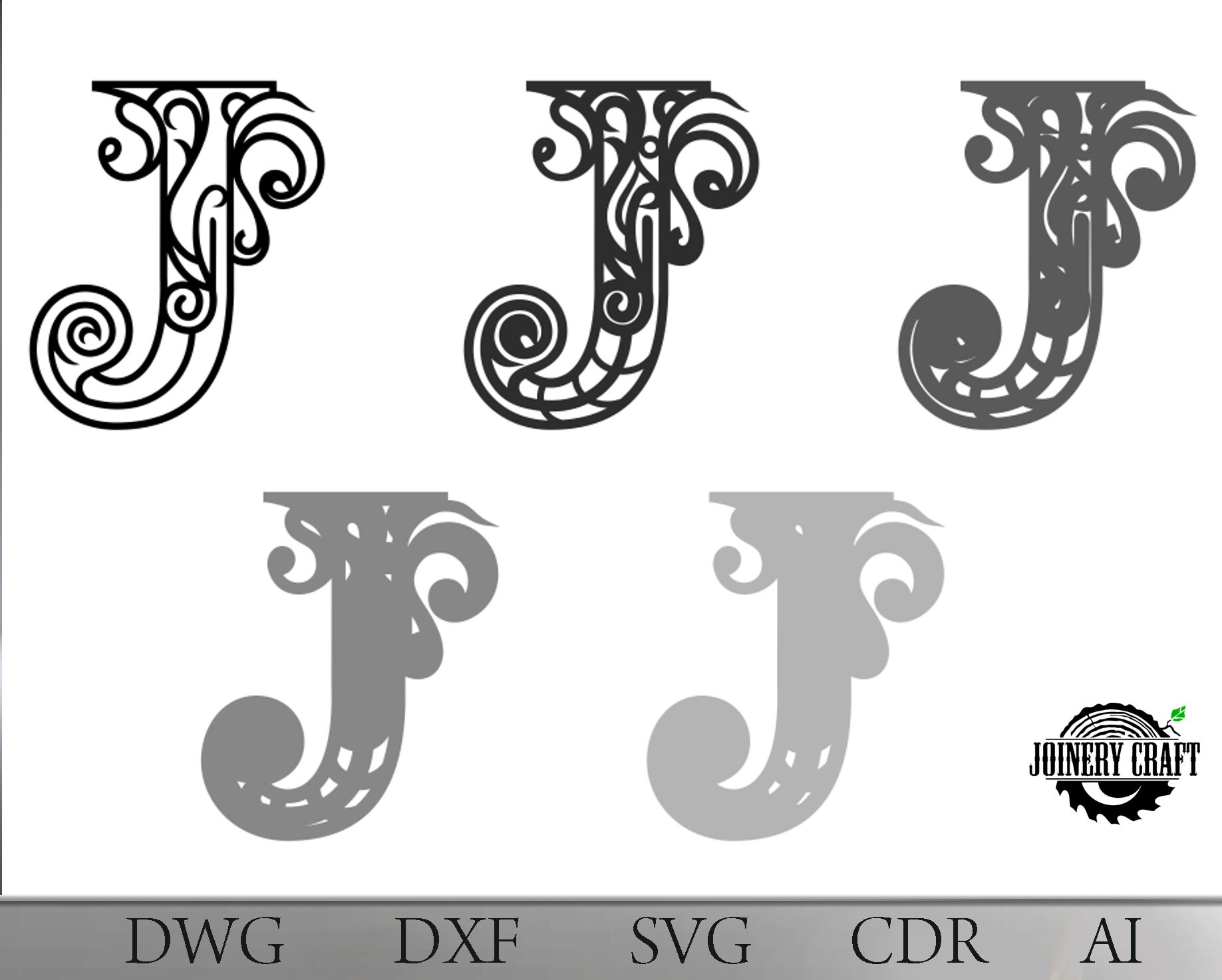 Multilayer Mandala Letter J Cut 5 Layers Format DWG DXF SVG | Etsy