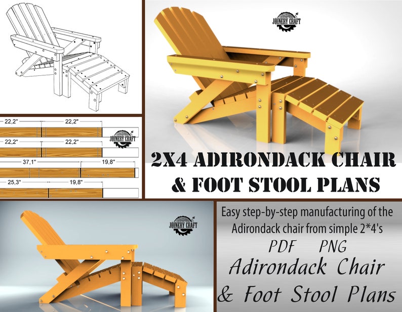 2pcs 2x4 Adirondack Chair Planssimple Plans for a | Etsy