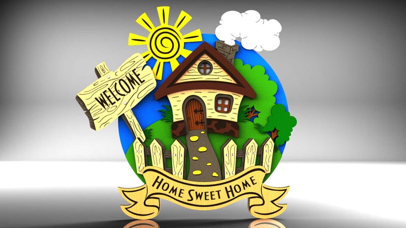 Download DWG DXF SVG Cdr file for laser cutter machines Home Sweet ...