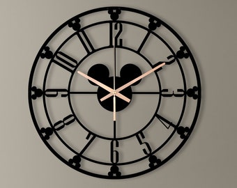 Metal Kids Room Wall Clock, Oversized Wall Clock, Silent Wall Clock, Black Wall Clock, Game Room Wall Clock, Big Clocks For Wall