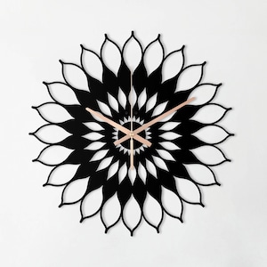 Sunflower Metal Wall Clock: Oversized Boho Farmhouse Decor