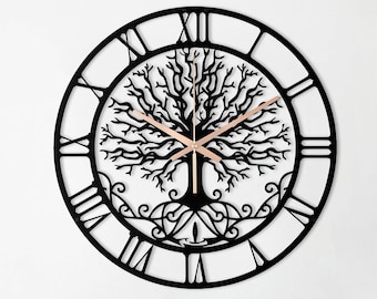 Tree Of Life Metal Clock, Silent Laser Cut Design, Home Decoration Clock, Sweep Movement Non Ticking Wall Clock,