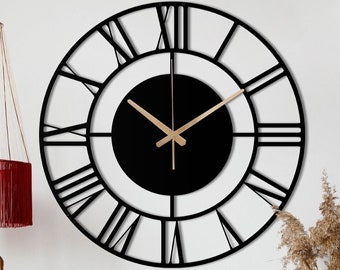 Unique Wall Clock, Silent Wall Clock, Small Metal Wall Clock, Black Wall Clock, Oversized Wall Clock, Laser Cut Clock, Large Wall Clock