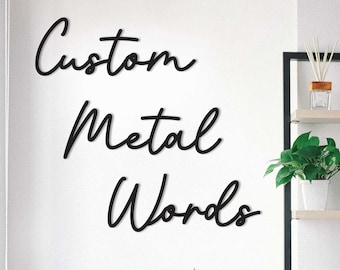 Custom Metal Words, Customized Name Script Metal Sign, Personalized Script Handwriting Family Name Decor, Metal Wall Decor