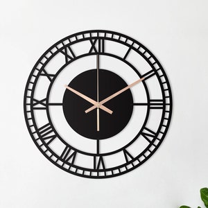Large Wall Clock, Modern Wall Clock, Metal Wall Clock, Oversized Wall Clock, Black Wall Clock, Silent Wall Clock, Office Unique Wall Clock