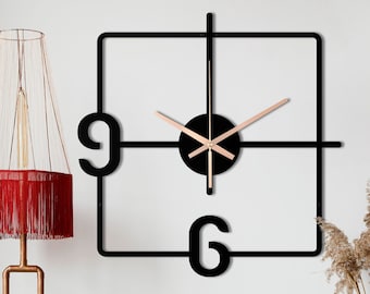 Minimalist Square Clock, Sweep Movement Non Ticking Wall Clock