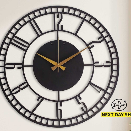 Retro Large Wall Clock Silent Oversized Wall Clock Unique Etsy