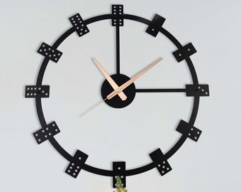 Domino Game Room Clock, Cool Oversized Wall Clocks, Sweep Movement Non Ticking Wall Clock